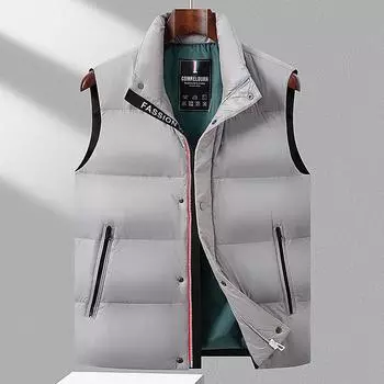 Осень и зима новый стиль простой и универсальный пуховый жилет мужской молодежный модный теплый жилет модный пуховый жилет M красный