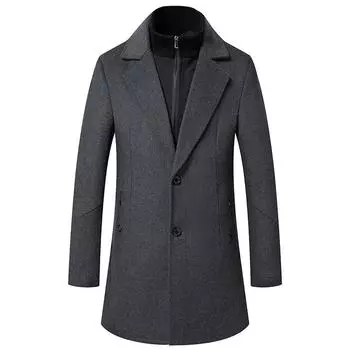 Осень и зима, новый стиль, шерстяное пальто с лацканами, модное мужское шерстяное пальто с двойным воротником, пальто, пальто M