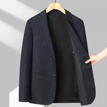 Осень и зима Новый стиль тонкий эластичный мужской повседневный маленький костюм мужской тонкий однобортный пиджак M синий