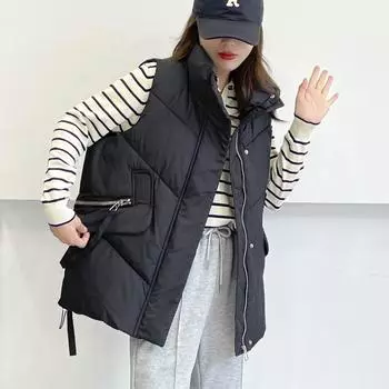 Осень и зима новый свободный жилет из хлопка, универсальный жилет, куртка, женская тенденция M белый