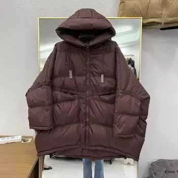 Осень и зима новый темперамент снижение возраста универсальный модный простой теплый ретро литературный пуховик женский средний и длинный прилив One size