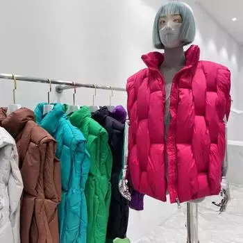 Осень и зима новый тканый пуховик жилет женский белый утиный пух свободный жилет мужской и женский тот же тренд S фиолетовый