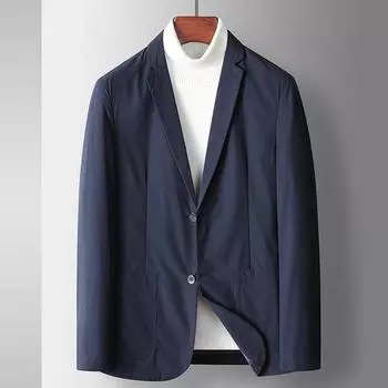 Осень и зима новый тонкий бархатный внутренний одинарный Xiqing средний возраст повседневный однотонный пиджак прилив 170 серый