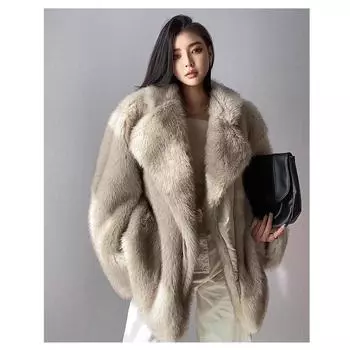 Осень и зима новый утолщенный искусственный мех лисы мех интегрированный молодой темпераментный мех средней и длинной шубы пальто женские S