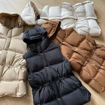 Осень и зима новый высококачественный водонепроницаемый и необрастающий жилет пуховик женский короткий узкий жилет жилет жилет куртка M хаки