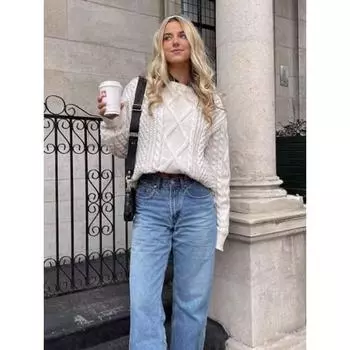 Осень и зима Новый Y2K Street Hip Hop свитер Осенняя мода ретро повседневный свитер женский пуловер джемпер S белый