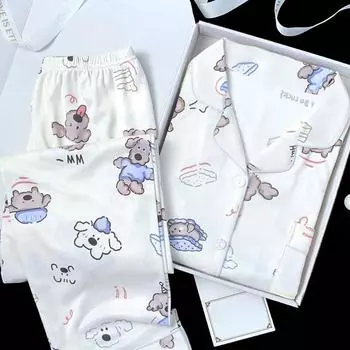 Осень и зима, новый женский милый пижамный комплект с героями мультфильмов для девочек-студенток, пижама с длинными рукавами в японском стиле для дома M