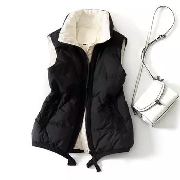 Осень и зима новый женский пуховый жилет короткий корейский вариант свободный и легкий модный повседневный жилет белый утиный пуховик S белый