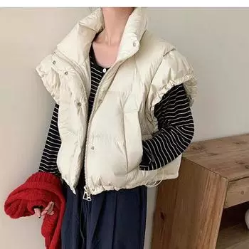 Осень и зима новый женский пуховый жилет bud cuff терможилет жилет белый утиный пуховик average size 90-75kg