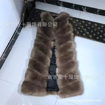 Осень и зима новый женский жилет из искусственного меха лисы длинный корейский вариант тонкий и тонкий пальто M светло-серый