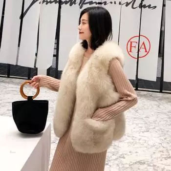Осень и зима, новый жилет из искусственного лисьего меха, женская короткая модная свободная норковая шуба, женская милая S