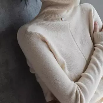 Осень и зима облегающий свитер с высоким воротом, трикотажные женские топы с длинным рукавом, повседневные женские свитера, мягкие теплые модные женские трикотажные изделия 25252 S светло-серый