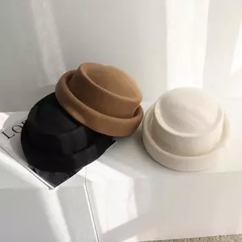 Осень и зима оригинальный австралийский шерстяной берет нерегулярной формы ретро-цилиндр универсальная шляпа принцессы Хепберн One Size (53-58cm)