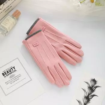 Осень и Зима Перчатки из немецкого бархата для мужчин и женщин Кроличий бархат Плюс бархат Утолщенные Ветрозащитные Уличные Водительские Теплые Перчатки с сенсорным экраном