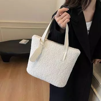 Осень и зима плюшевая мягкая женская сумка-тоут простая стильная модная сумка через плечо премиальная текстура сумка под мышкой 28*10*23