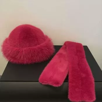 Осень и Зима Пушистые Шапки и Шарфы Корейский Стиль Плюшевые Лыжные Катание Теплая Панама Снуд Шарфы Рождественский Подарок