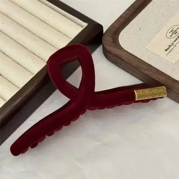 Осень и Зима Ретро Флокирование Большой Металлический Зажим-краб Женственность Заколка Акула Зажим на Затылке Зажим-краб для Волос