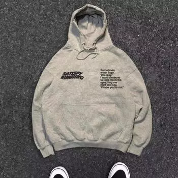 Осень и зима Street Ins Американский стиль Ленивый стиль Толстовка с капюшоном для мужчин и женщин Y2K Свободный Большой размер Повседневный универсальный толстовка с капюшоном Верх M чёрный