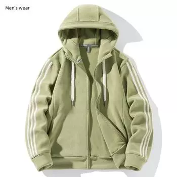 Осень и зима, три полоски, новое флисовое пальто с капюшоном для пар, отдых, толстое мужское и женское стеганое пальто из австрийского зернистого флиса и флиса L