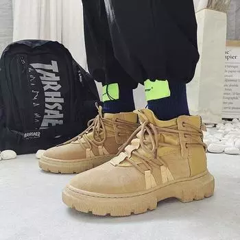 Осень и зима Высокий топ Мужские сапоги Martin Boots Ретро All-match Tooling Boots 39 чёрный