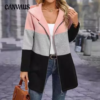 Осень и зима женская повседневная модная свободная куртка большого размера с капюшоном в трех цветах S красный