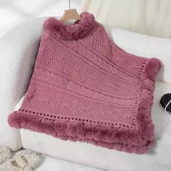 Осень и зима Женский однотонный свободный кардиган с рукавами «летучая мышь» и перекрещивающимися краями Трикотажный свитер с воротником-стойкой One Size розы красного