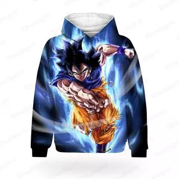 Осень Мужская Z Son Goku All Over Print Косплей Детская толстовка с капюшоном унисекс с длинным рукавом большого размера Божественный Дракон L