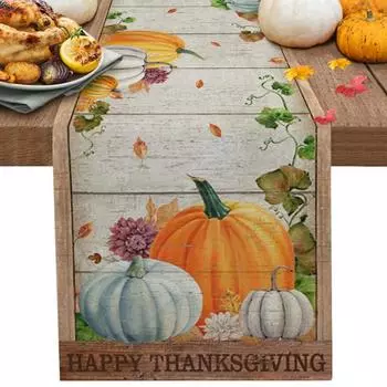 Осень на День Благодарения Тыква Кленовый Лист Скатерть Дорожка Свадебный Декор Обеденного Стола Рождество День Благодарения Праздничный Декор Скатерть Дорожка 150x33cm
