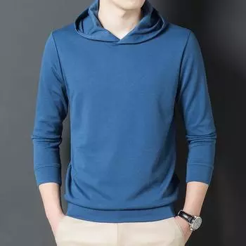 Осень Новая китайская молодежная мужская толстовка с капюшоном, мужская повседневная однотонная модная трендовая нижняя мужская одежда M