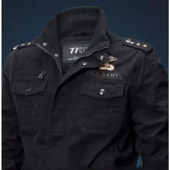 Осень Новая куртка большого размера из стираного хлопка ВВС Куртка ВВС Эполеты Модные M