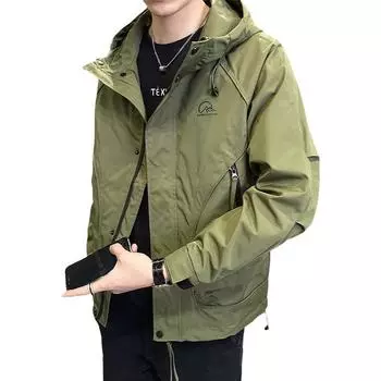 Осень Новая куртка Инструментальная тонкая повседневная с капюшоном свободная повседневная спортивная одежда M