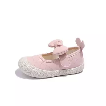 Осень Новая Мода Девочки Липучка Бант Удобные Мягкая подошва Кожаные Туфли 21 розовый