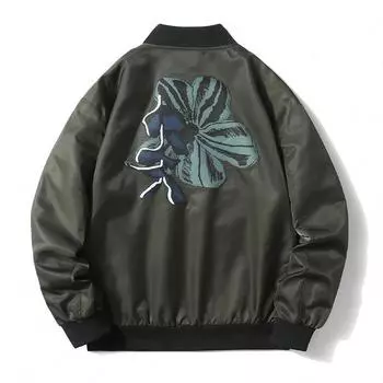 Осень Новая Повседневная Универсальная Свободная Модная Брендовая Куртка-Бомбер Куртка Верхняя Мужская M армия зеленый