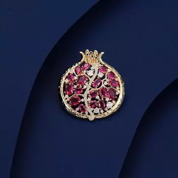 Осень Новая Женская Легкая Роскошная Брошь Гранат Мода Элегантная Булавка для Одежды Праздничный Подарок