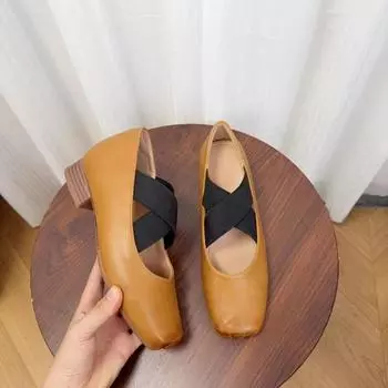 Осень новые маленькие балетки с увеличением внутренней высоты квадратный носок крест ретро Мэри Джейн туфли свиной носок 34