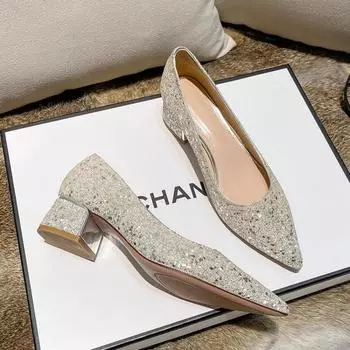 Осень Новые Женские Туфли на Высоком Каблуке Дизайнерские Туфли-Лодочки Слипоны Острый Носок Свадебные Туфли Элегантные Банкетные Туфли на Высоком Каблуке для Женщин 35