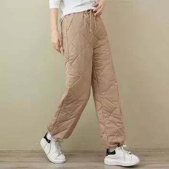 Осенью и зимой 2024 года будут носить новые хлопковые ватные штаны с широкими завязками и двое термоштанов из хлопка. M темно-синий