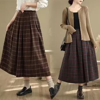 Осенью и зимой 2024 года новая клетчатая юбка Mao Ni будет универсальна. M