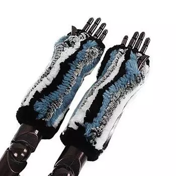 Осенью и зимой корейская версия перчаток из натуральной шерсти кролика Рекс с полупальцами для мужчин и женщин, теплые трикотажные высокоэластичные меховые манжеты для защиты запястья average size