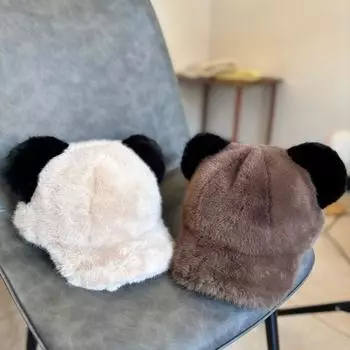 Осенью и зимой можно защитить уши от холода и тепла, плюшевая бейсболка, защитная шапка для ушей, симпатичная плюшевая утолщенная шапка из искусственной шерсти для женщин M56-58cm чёрный