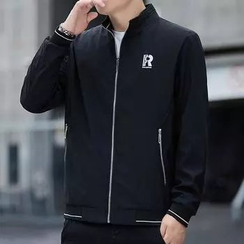 Осенью и зимой новая мужская деловая куртка, повседневная куртка с воротником-стойкой, большого размера, среднего зеленого цвета, большого размера, вышитая куртка, тренд M