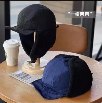 Осенью и зимой новая мужская и женская шапка Lei Feng для езды на велосипеде на открытом воздухе, функциональная теплая защитная шапка для ушей, холодная шапка M56-58cm чёрный