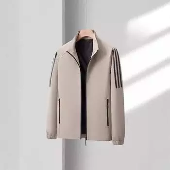 Осенью и зимой новая мужская куртка с воротником-стойкой, повседневная куртка в корейском стиле с модным принтом, мужская с длинным рукавом, высокая мода, простая M