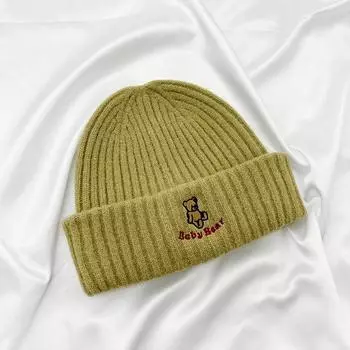 Осенью и зимой новая теплая шерстяная шапка для защиты ушей показывает маленькое лицо, холодная шапка для мужчин, корейская милая вышивка маленькая энергетическая вязаная шапка для женщин M56-58cm чёрный