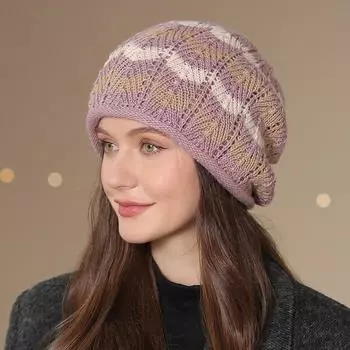 Осенью и зимой новая вязаная шапка-слип с большой окружностью головы модная простая трендовая шапка-стопка теплая шерстяная шапка M56-58cm хаки