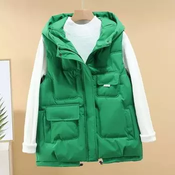 Осенью и зимой новый корейский свободный модный жилет из хлопка, зимнее пальто, женская одежда, жилет M 95-55kg