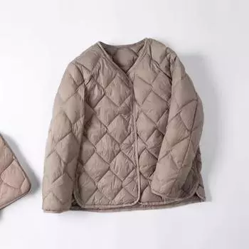 Осенью и зимой новый однобортный пуховик с тесьмой и без воротника, модный белый утиный пух, легкий женский короткий тренд L розовый