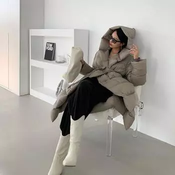 Осенью и зимой новый высококачественный Jiangnan home 90 белый утиный пуховик женская длинная куртка корейская версия поясная куртка прилив S
