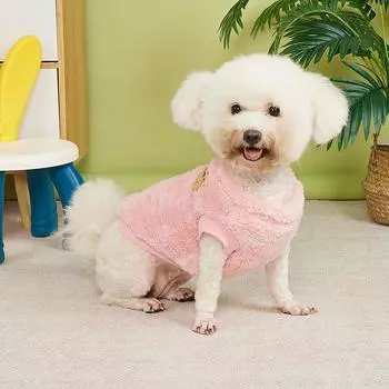 Осенью и зимой популярный милый жилет из бархата для животных с изображением медведя и ягненка, одежда для кошек и собак, утолщенная теплая одежда для животных XS жёлтый