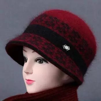 Осенью и зимой в пожилом возрасте шерстяная шапка для тазика шапка для рыбака шапка для бабушки мамы флисовая теплая вязаная шапка розовый